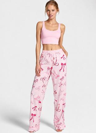 Штани піжамні жіночі рожеві  фланель victoria's secret pink розмір m