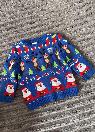 Новорічна кофта для хлопчика новорічна кофта 1-1,5 роки светр для хлопчика