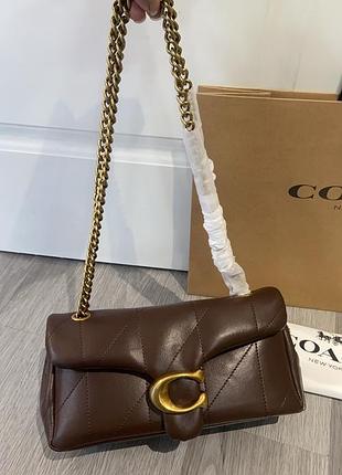 Сумка жіноча coach коричнева з натуральної шкіри