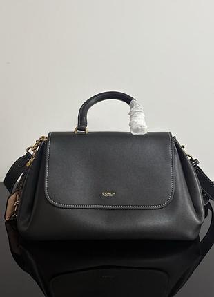 Сумка жіноча coach чорна з натуральної шкіри