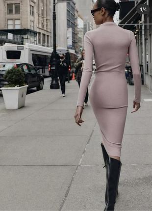 Жіноча сукня zara з останніх колекцій пильно рожева довжини міді