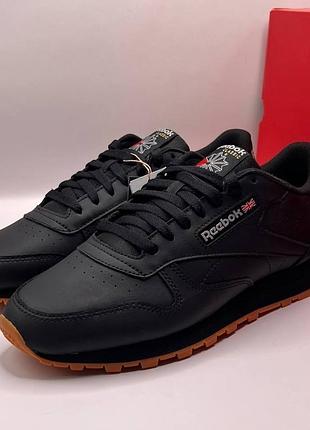 Чоловічі чорні кросівки reebok classic leather black оригінал