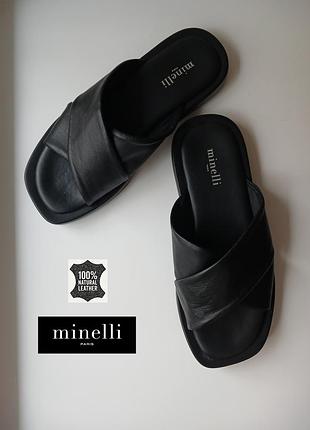 Minelli шкіряні шльопанці шльопки босоніжки натуральна шкіра