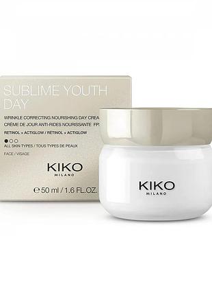 Денний крем kiko milano sublime youth day живильний проти зморшок з ретинолом spf 15