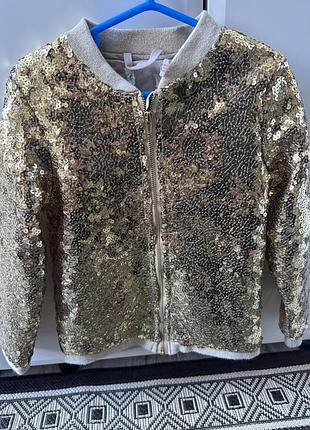 Кофта для дівчинки h&m золотиста з паєтками, розмір 110