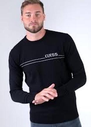 Чоловічий чорний джемпер тонкий светр від бренду guess jay ls cn logo
