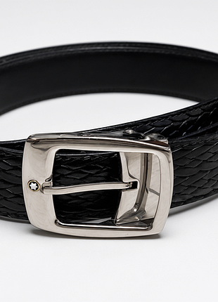 Кожаный ремень montblanc черное плетение италия