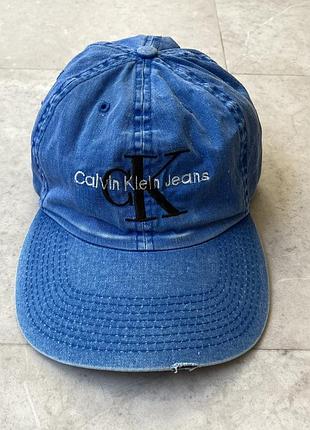 Кепка вінтажна vintage 90s calvin klein denim distressed dad hat one size