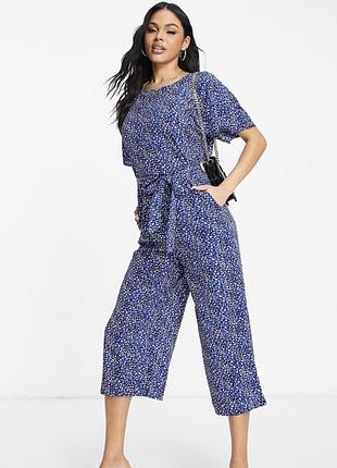 Жіночий брючний комбінезон asos синій з принтом кюлоти uk 8 (eu 36 / s)