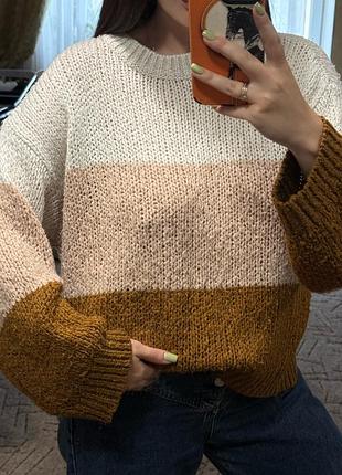 Светр pull&bear оверсайз крупна вʼязка
