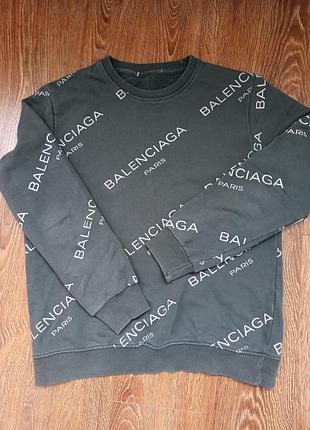 Світшот balenciaga all over logo чоловічий /жіночий графітовий.світшот в стилі balenciaga (якісна репліка/копія)
