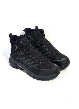 Оригінал ботінки merrell j068305 moab speed 2 thermo mid wp triple black оригинал ботинки трекінгові мерели осінь демісезон осінь зима високі кросівки
