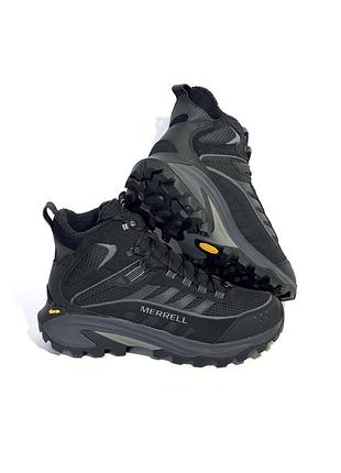 Оригінал ботінки merrell j068305 moab speed 2 thermo mid wp triple black оригинал ботинки трекінгові мерели осінь демісезон осінь зима високі кросівки 5