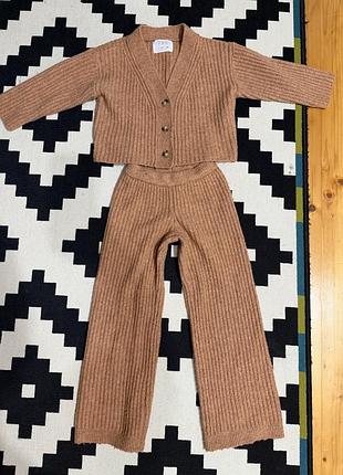 Повсякденний костюм zara для дівчаток, теплий, бежевий