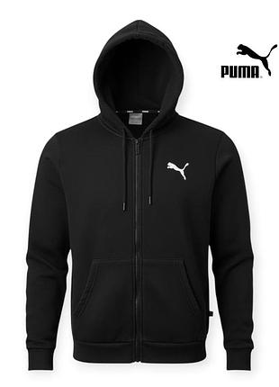 Оригинальное мужское зип худи puma на флисе размер s котоновое черное мужская кофта с капюшоном толстовка пума батник байка пайта черная а1