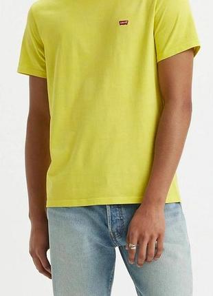 Бавовняна футболка levi’s original housemark tee жовтого кольору