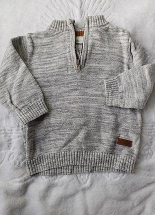 Светр для хлопчика h&m сірий меланж з блискавкою