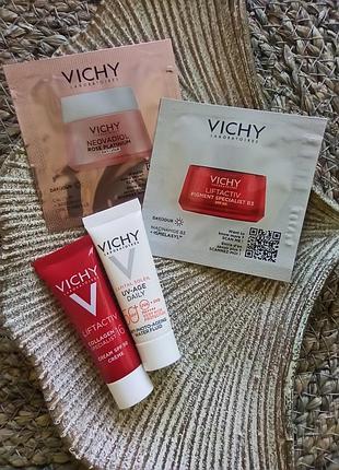 🩷❤️набор миниатюр и пробников vichy 4 вида дневного антивозрастного крема, серии liftactiv, neovadiol, capital soleil