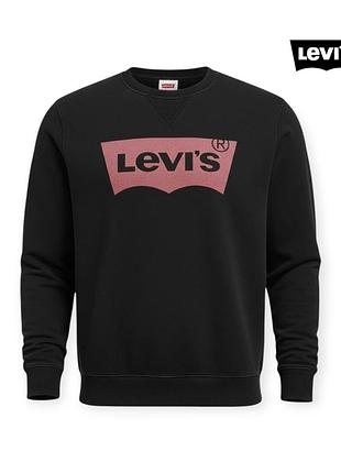 Оригінальний чоловічий світшот levis чорний розмір l л чоловіча кофта левіс лівас котоновий лонгслів реглан чоловічий лонг батник толстовка водолазка
