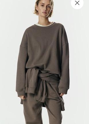 Жіночий світшот h&m оверсайз утеплений коричневий
