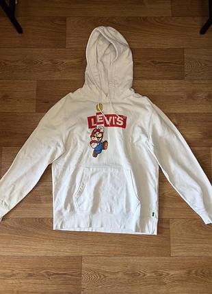 Худі унісекс levi’s з принтом super mario, біле