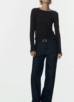 Лонгслів жіночий h&m в рубчик, коричневий