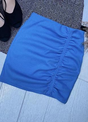 Нова бавовняна спідниця zara s коротка спідниця в рубчик блакитна спідниця з драпіруванням зара