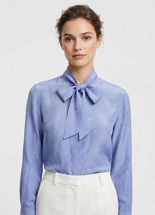 Шовкова блуза massimo dutti з бантом