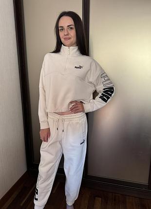 Спортивний костюм жіночий puma на флісі молочний