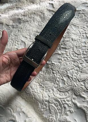 Ремень из настоящей кожи ската тёмно-синего цвета, made in italy.