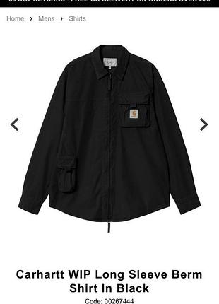 Сорочка чоловіча carhartt wip long sleeve berm overshirt чорна