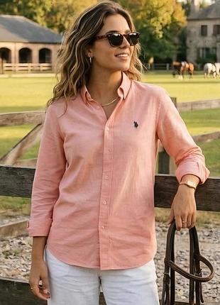 Шикарна жіноча сорочка персикового кольору u. s. polo assn made in turkey, 💯 оригінал