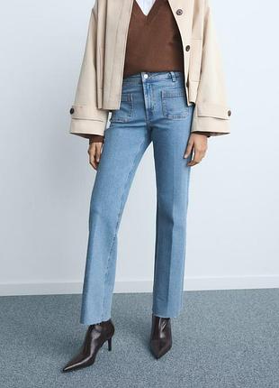 Джинси жіночі mango flare crop блакитні