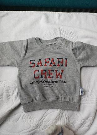 Кофта для хлопчиків baby hi сіра з принтом safari, розмір 80