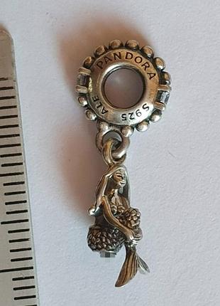 Срібний шарм-підвіска pandora від disney «сяюча аріель» luminous ariel dangle charm, артикул 798232cz