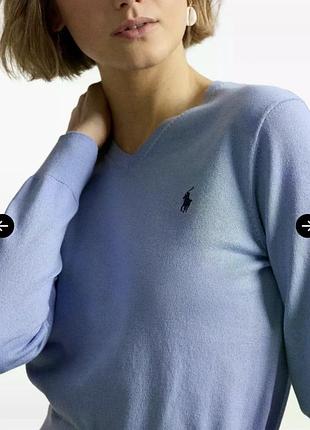 Светр жіночий polo by ralph lauren блакитний вовна (lambswool), розмір s-m