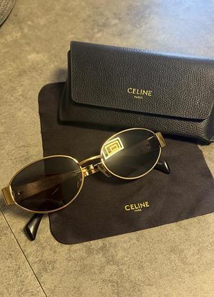 Сонцезахисні окуляри celine, для жінок, золотисті