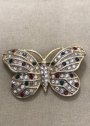 Розкішна брошка з кристалами в позолоті вінтаж