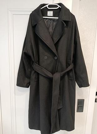Классическое демисезонное удлиненное черное пальто primark,l-xl