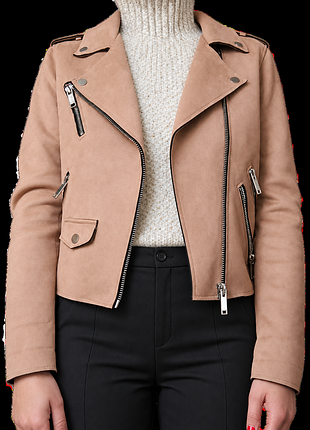 Бежевая косуха river island под замшу