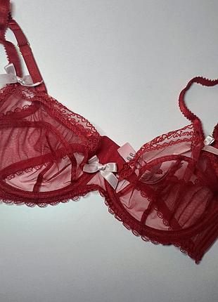 Бюстгальтер agent provocateur 70d на кості без паралону червоний, сітка (65е, 75с)