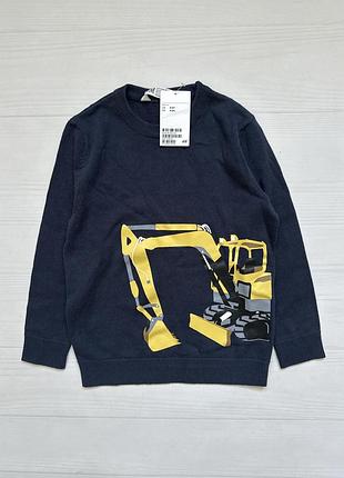 Джемпер для хлопчика h&m бавовняний з принтом екскаватора, розмір 110/116