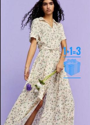 Міді сукня в квітковий принт з поясом h&m xs