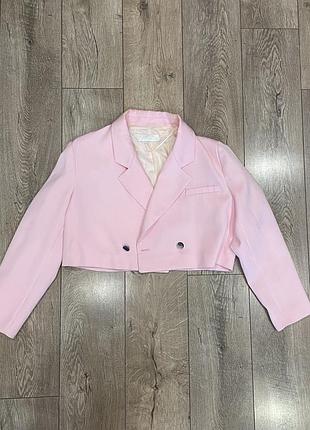 Жіночий короткий піджак zara ніжно рожевого кольору