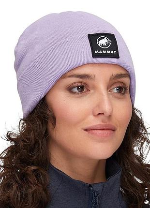 Стильная и технологичная шапка mammut в красивом нежно-сиреневом цвете
