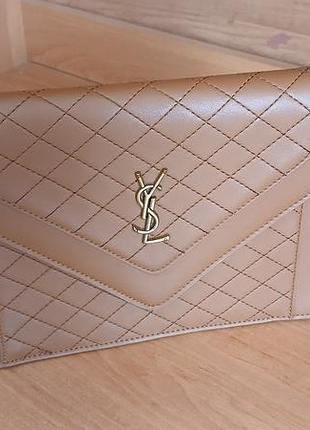 Сумка для жінок yves saint laurent envelope коричнева стьобана