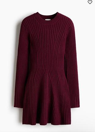 Сукня жіноча h&m бордова вʼязана сукня светр с