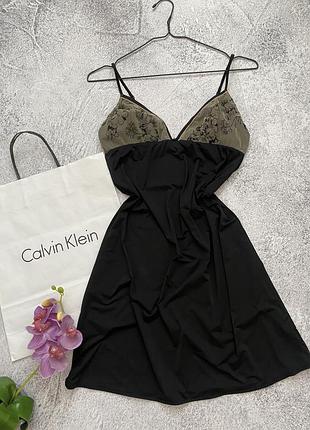 Нічна сорочка з бретелями чорна calvin klein