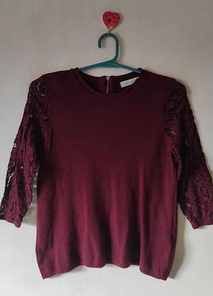 Жіноча кофта кофтина джемпер із мереживними рукавами per una від marks & spencer (розмір s / uk 10 / eur 38)