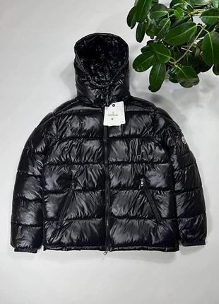 Пуховик чоловічий moncler maya чорний водовідштовхувальний